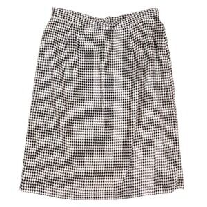 Vintage Michele Skirt Midi Houndstooth A Line Size 12 Black White 90s Retro